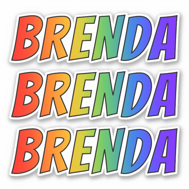 Adesivo Nome próprio "BRENDA" com Cor do Arco-Íris Diverti (Frente)