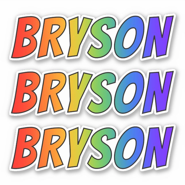 Adesivo Nome próprio "BRYSON" com cor divertida do arco-ír (Frente)