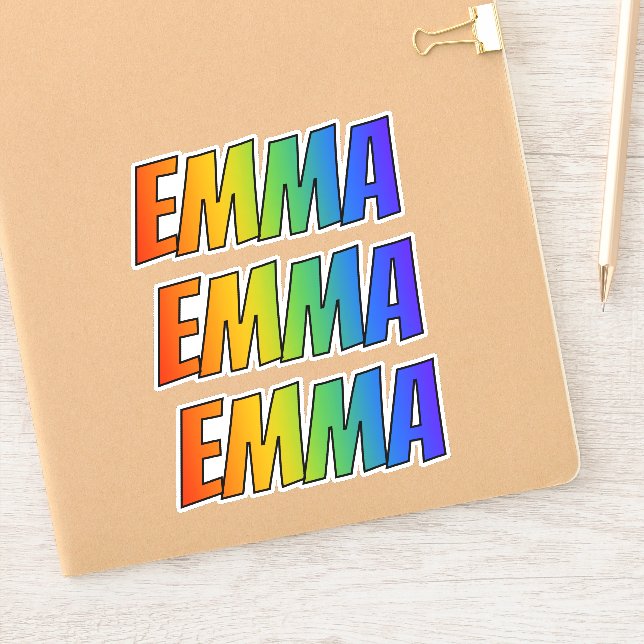 Adesivo Nome próprio "EMMA" c/ Corante Arco-Íris Divertido (Notebook)