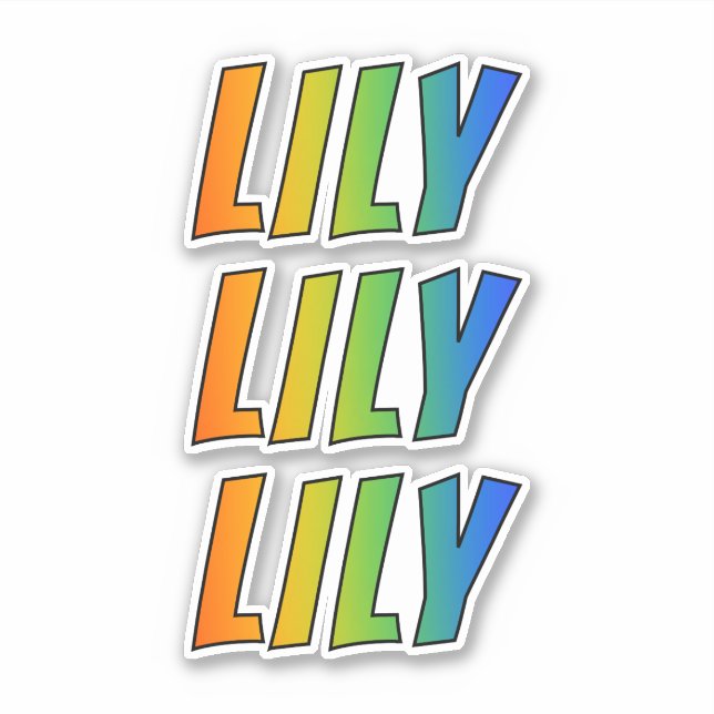 Adesivo Nome próprio "LILY" com cor divertida do arco-íris (Frente)