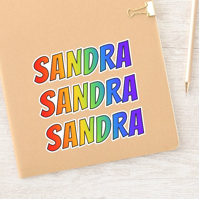 Adesivo Nome próprio "SANDRA" com cor divertida do arco-ír (Notebook)