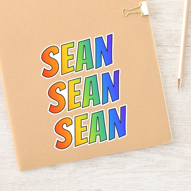 Adesivo Nome próprio "SEAN" com Coloração do Arco-Íris Div (Notebook)