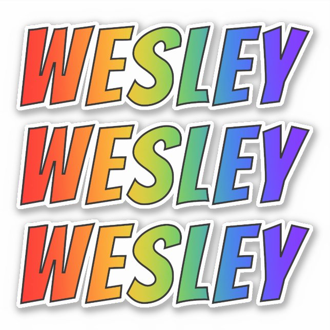 Adesivo Nome próprio "WESLEY" com cores divertidas do arco (Frente)