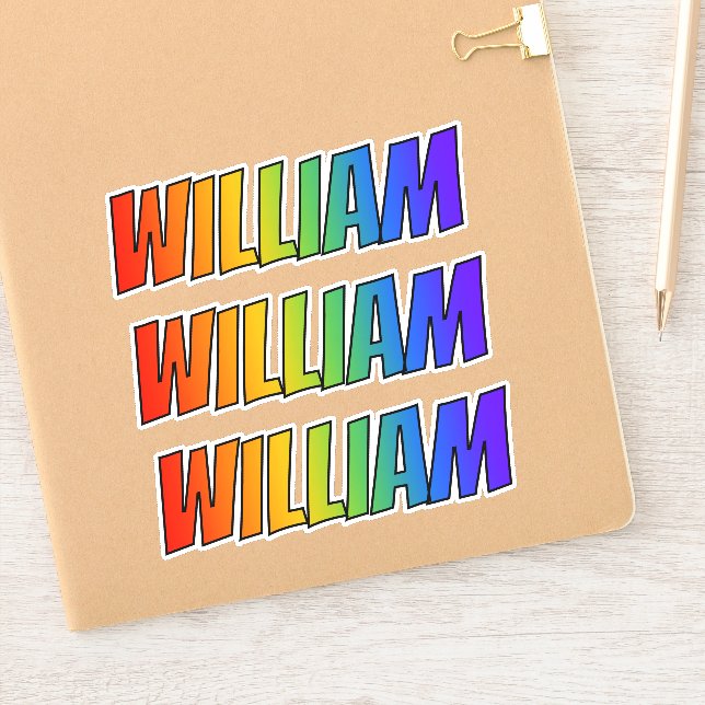 Adesivo Nome próprio "WILLIAM" com cor divertida do arco-í (Notebook)