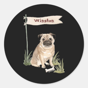 Adesivo Nome Pug Cão de Estimação
