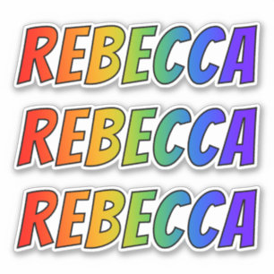 Adesivo Nome "REBECCA" com coloração do arco-íris do
