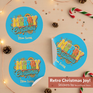 Adesivo Nome Retro Personalizado de Natal Groovy