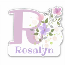 Nome Rosalyn mais Inicial com Design Floral