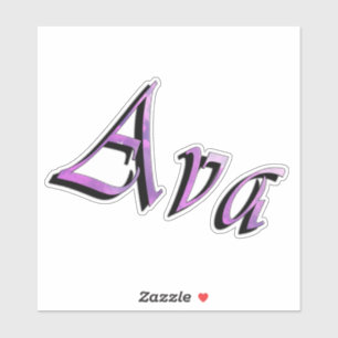 Adesivo Nome Roxo Rosa Ava,