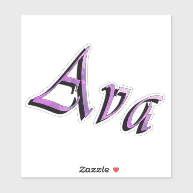 Adesivo Nome Roxo Rosa Ava, (Folha)