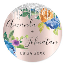 Nome Salvar Data Rosa Prata Gotejamento Azul Naval