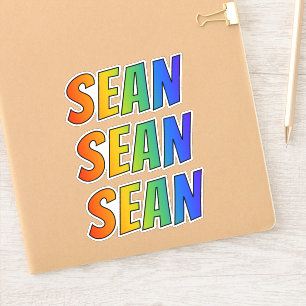 Adesivo Nome "SEAN" com coloração do arco-íris do