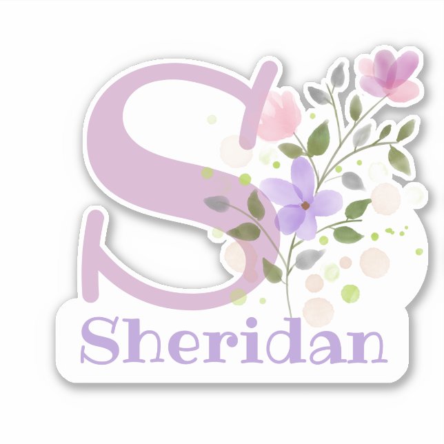 Adesivo Nome Sheridan com a letra S Sticker Corte (Frente)