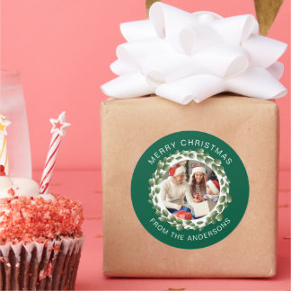 Adesivo Nome Simples da Família de Fotos de Natal do Wreat