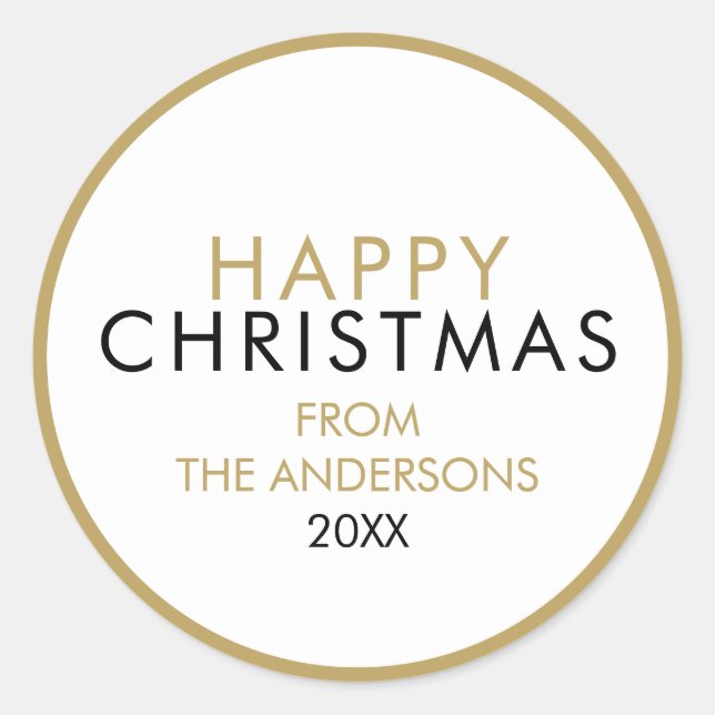 Adesivo Nome Simples da Família Feliz de Natal (Frente)