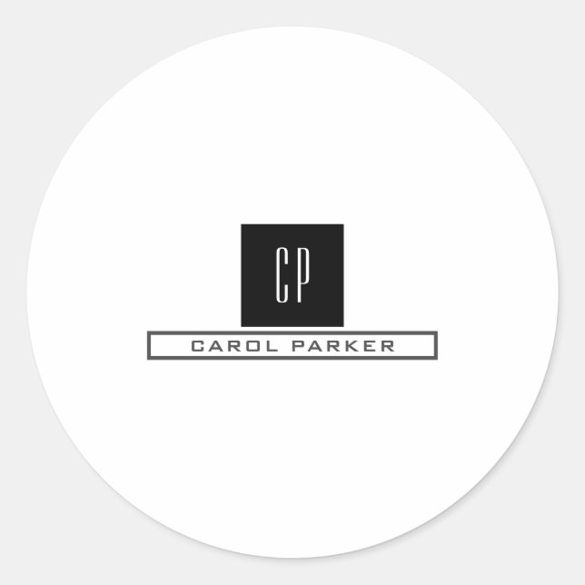 Adesivo Nome Simples Simples do Monograma Profissional Mod (Frente)