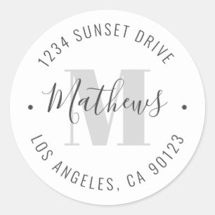 Adesivo Nome & Texto Circular Clássico Monograma Branco