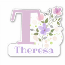 Nome Theresa com a letra T Sticker Corte