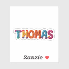 Adesivo Nome THOMAS no Padrão de Crochet Vibrante