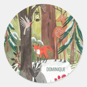 Adesivo Nome tradicional da floresta festiva de férias c