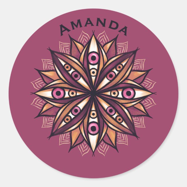 Adesivo Nome Trippy da Flor Psicodélica dos Olhos Cerrados (Frente)