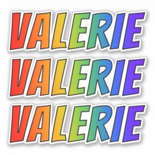 Adesivo Nome "VALERIE" com coloração do arco-íris do