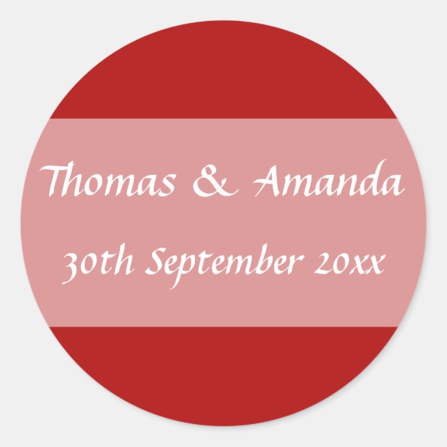 Adesivo Nome Vermelho e Selo de Envelope de Data (Frente)