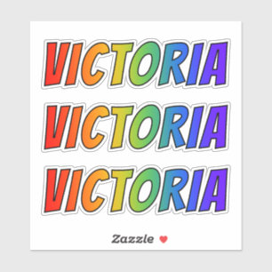 Adesivo Nome "VICTORIA" com coloração do arco-íris do