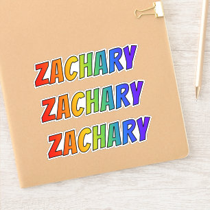 Adesivo Nome "ZACHARY" com coloração do arco-íris do