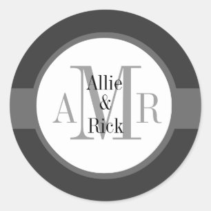 Adesivo Nomes cinzentos dos monogramas do cinza de carvão