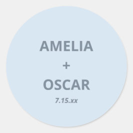 Adesivo Nomes Data Casamento Moderno Azul Macio Personaliz
