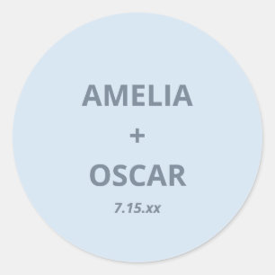 Adesivo Nomes Data Casamento Moderno Azul Macio Personaliz