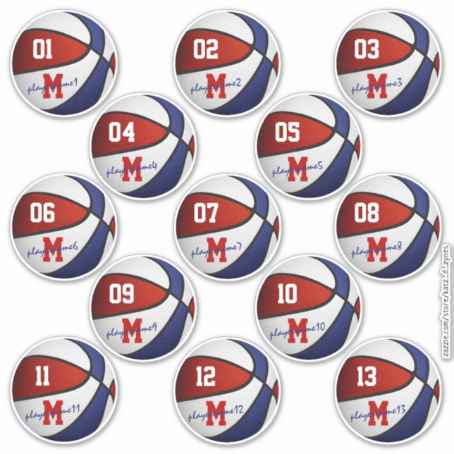 Adesivo nomes de 13 jogadores do Red White Blue (Frente)