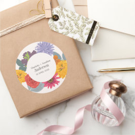 Adesivo Nomes de Casais Florais de Casamento Moderno Abstr