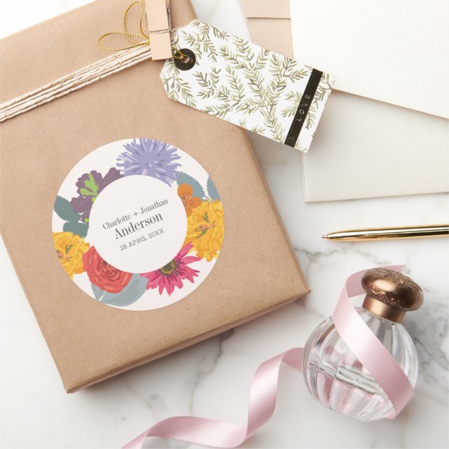 Adesivo Nomes de Casais Florais de Casamento Moderno Abstr (Presentear)