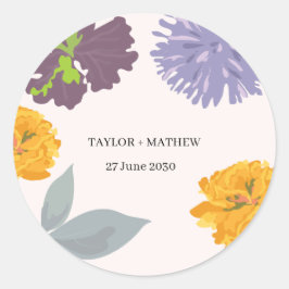 Adesivo Nomes de Casais Florais de Casamento Moderno Abstr