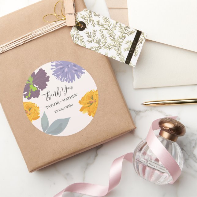 Adesivo Nomes de Casais Florais de Casamento Moderno Abstr (Presentear)