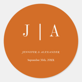 Adesivo Nomes de Casal Monograma Simples Laranja Queimado 