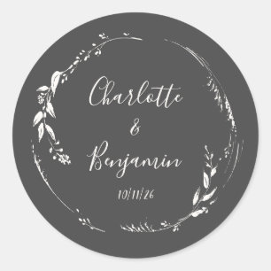 Adesivo Nomes de Casamento de Script Personalizado Botâni