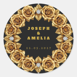Adesivo Nomes de Casamento Personalizados Dourado Monogram