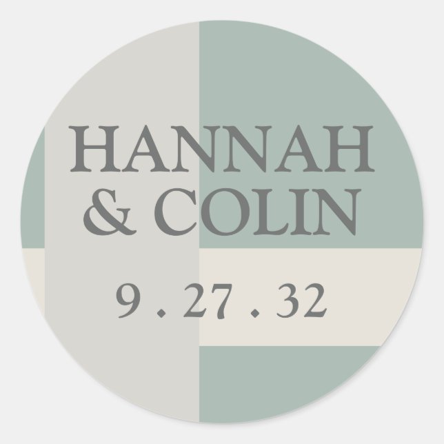 Adesivo Nomes de Cinza Verde Abstrato Geométrica Modern Bo (Frente)