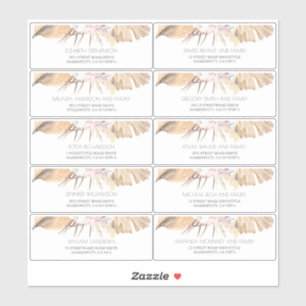 Adesivo Nomes de Convidado de Folhas Secas Tropicais Etiqu