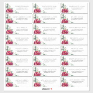 Adesivo Nomes de Convidado Vermelho e Esmagador de Borgonh