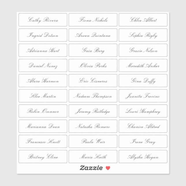 Adesivo Nomes de convidados clássicos de script elegante t (Folha)