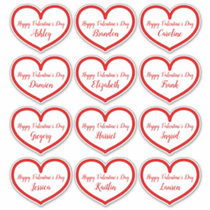 Adesivo Nomes de Crianças Coração Vermelho Fofo Dia dos Na