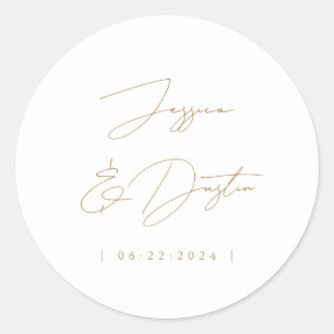 Adesivo Nomes de Data de Script Elegante Dourado Minimalis