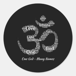 Adesivo Nomes de Deus no Símbolo Om Yoga Inspirado Aum