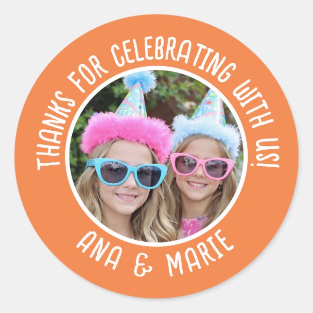 Adesivo Nomes de Fotografias Personalizados Duplo Aniversá (Frente)