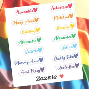 Adesivo Nomes de Lista de Convidados Personalizados Coraçõ