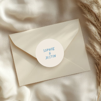 Adesivo Nomes de Monograma de Casamento com Letra Azul Ele